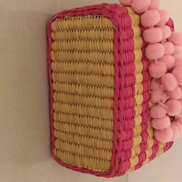 Nannacay Baby Roge Pompom Straw Bag in Fuschia - Picture 8 of 10